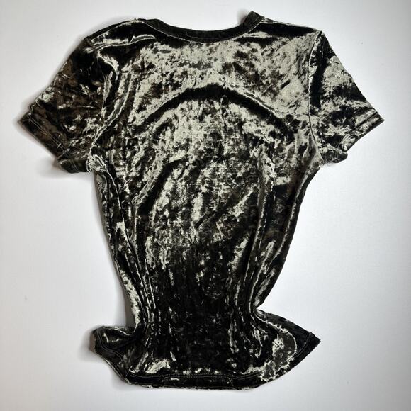 Free People Crushed Velvet Baby Tee XS Stretch Goth Grunge Witchy Soft Y2K Top - Picture 4 of 9